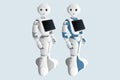 Realistic robot consultant with digital tablet